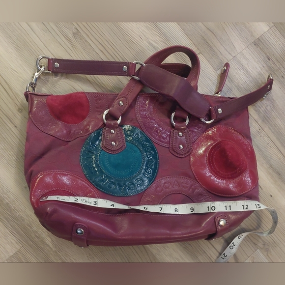 Coach Red and Blue Leather Satchel - Picture 14 of 15